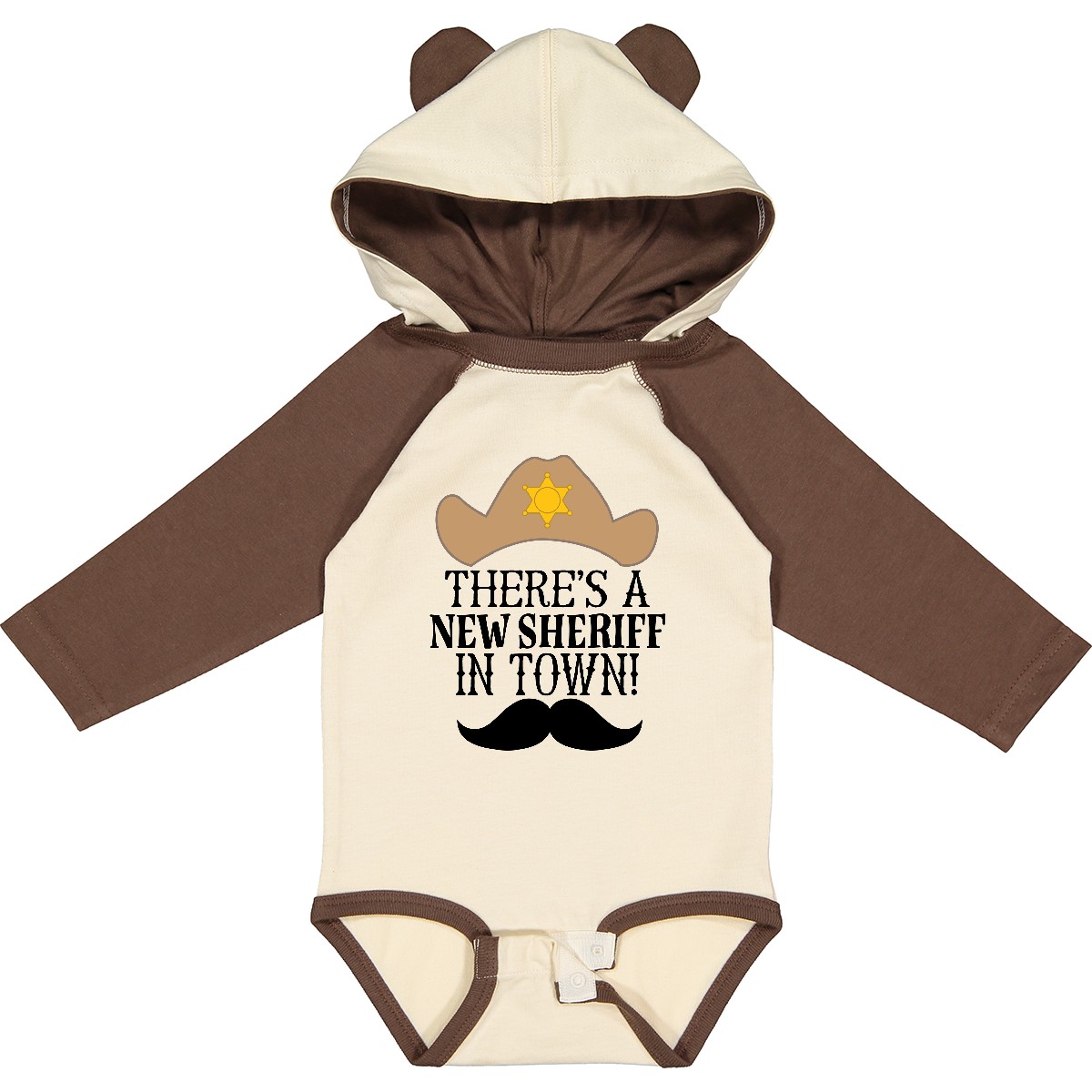 Inktastic New Sheriff In Town Boys Long Sleeve Creeper Law Enforcement Cute Star - Picture 4 of 5
