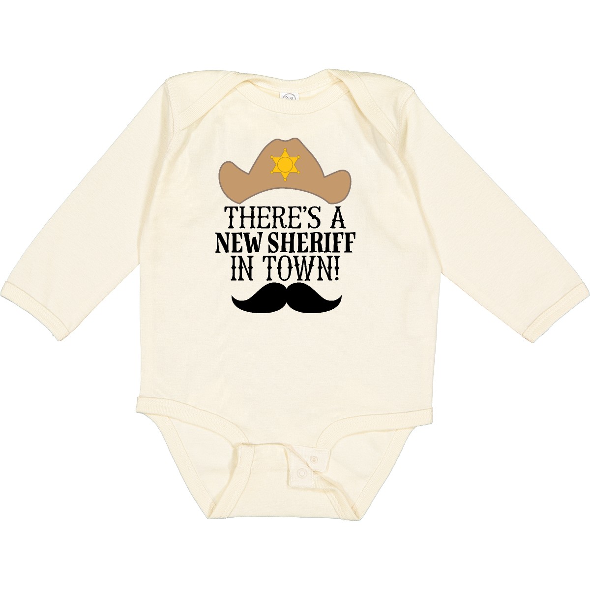 Inktastic New Sheriff In Town Boys Long Sleeve Creeper Law Enforcement Cute Star - Picture 3 of 5