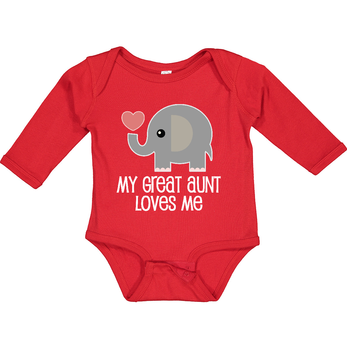 Inktastic Great Aunt Loves Me Elephant Long Sleeve Creeper From Grand Niece Boys - Picture 8 of 8