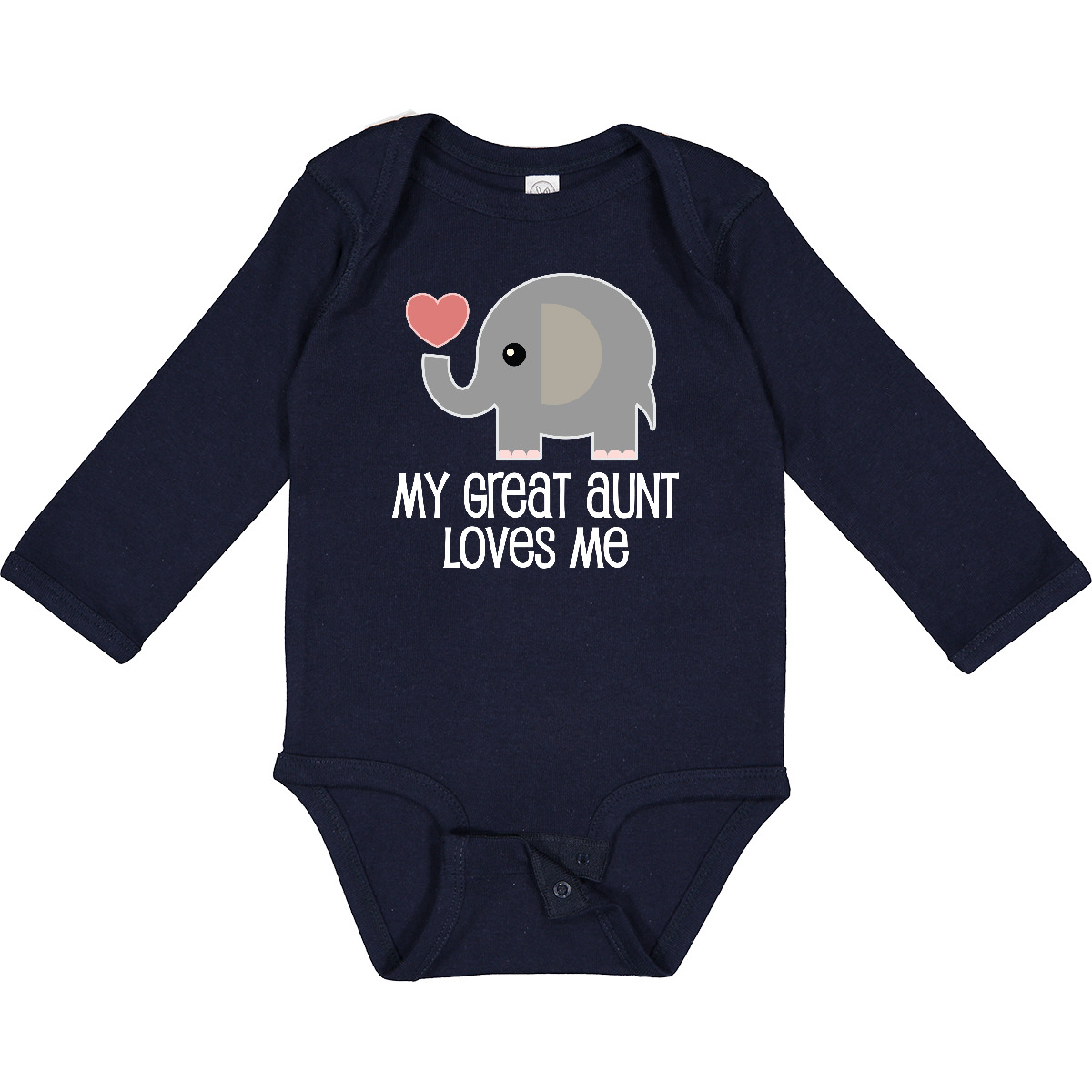 Inktastic Great Aunt Loves Me Elephant Long Sleeve Creeper From Grand Niece Boys - Picture 7 of 8