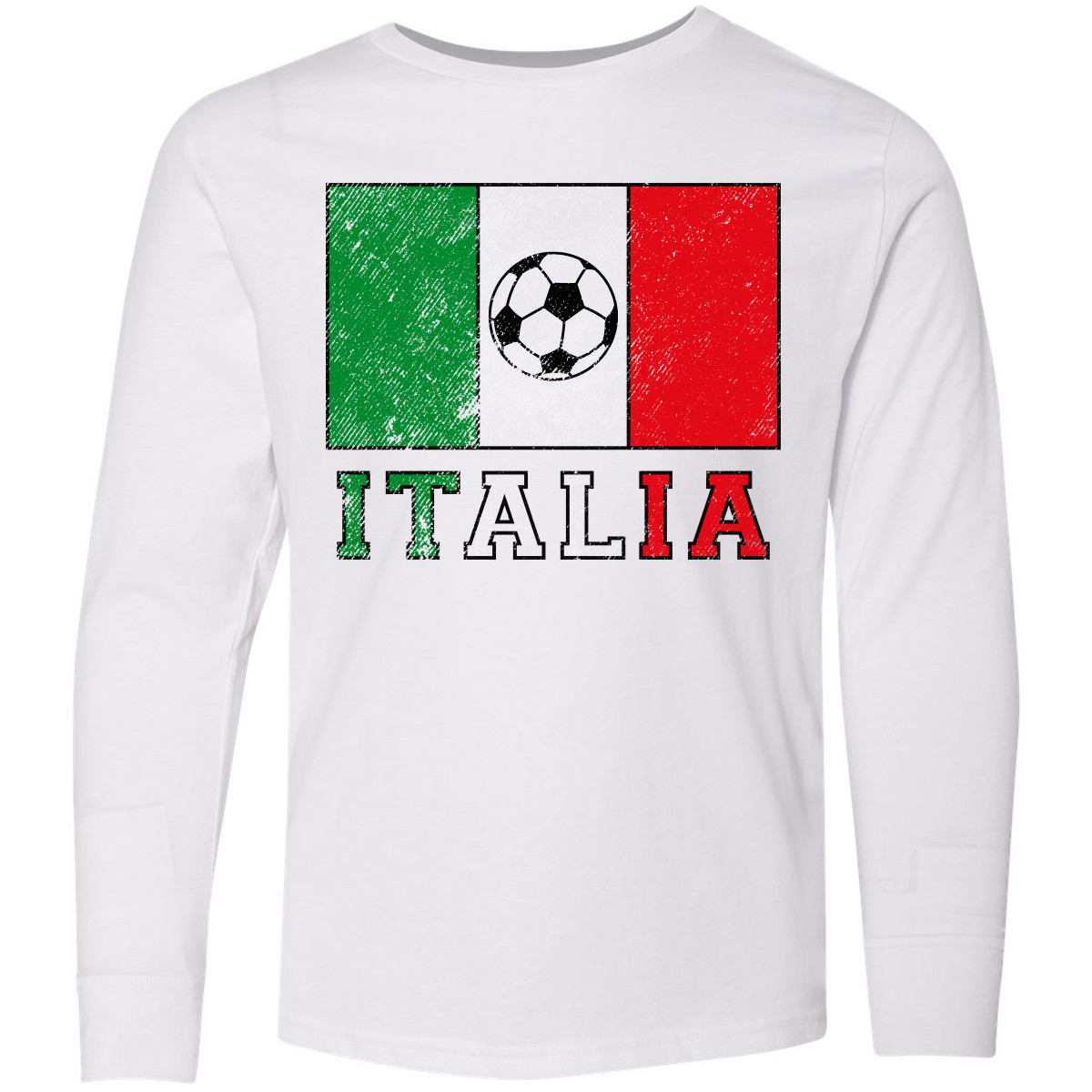 Inktastic Italian Soccer Youth Long Sleeve T-Shirt Pinkinkart Flag Futbol Italia - Picture 7 of 7