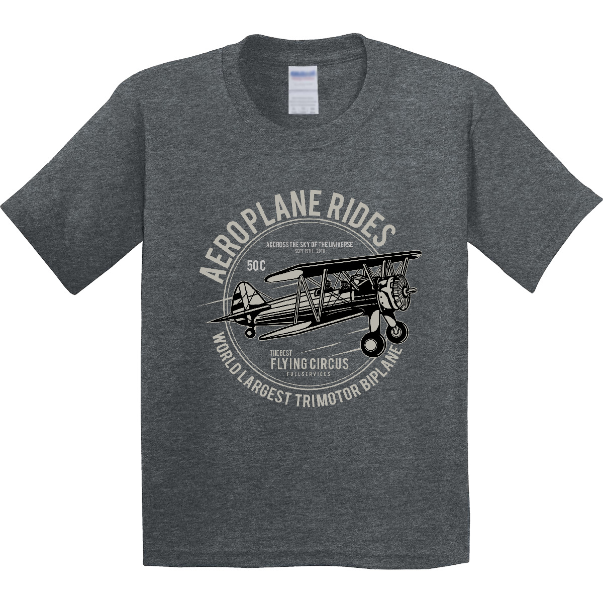 Inktastic Vintage Aeroplane Rides Youth T-Shirt Airplane Classic Plane Flying - Picture 3 of 3