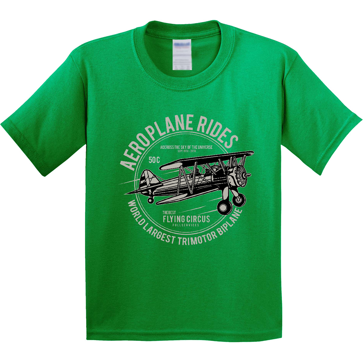 Inktastic Vintage Aeroplane Rides Youth T-Shirt Airplane Classic Plane Flying - Picture 2 of 3