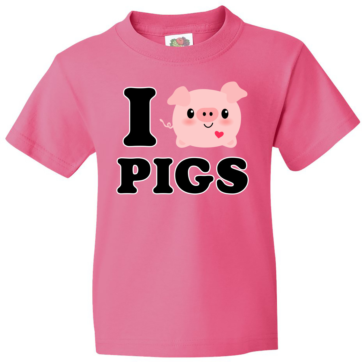 Inktastic I Love Pigs Youth T-Shirt Chibi Lover Farm Oink Pinkinkartkids Gift - Picture 3 of 6