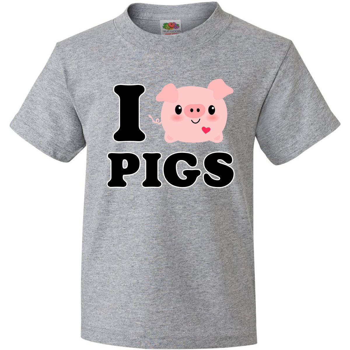 Inktastic I Love Pigs Youth T-Shirt Chibi Lover Farm Oink Pinkinkartkids Gift - Picture 2 of 6