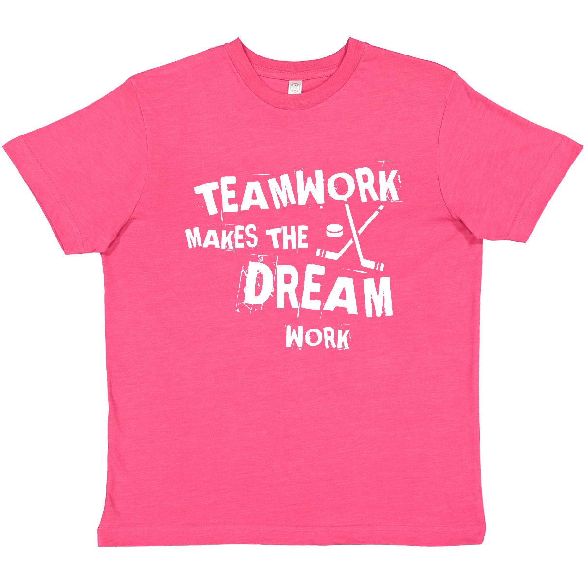 Inktastic Hockey Teamwork Youth T-Shirt Dream Work Puck Stick Coach Mom Dad Team - Bild 2 von 2