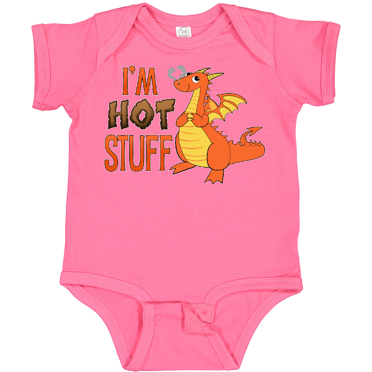Inktastic I'm Hot Stuff- Cute Dragon Baby Bodysuit Dragons Funny Humor Fire Horn - Picture 5 of 7