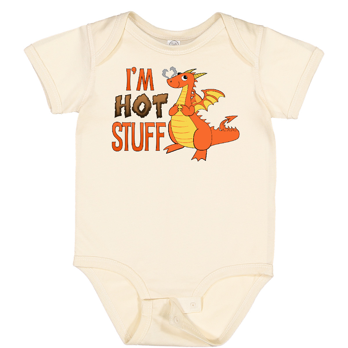 Inktastic I'm Hot Stuff- Cute Dragon Baby Bodysuit Dragons Funny Humor Fire Horn - Picture 6 of 7