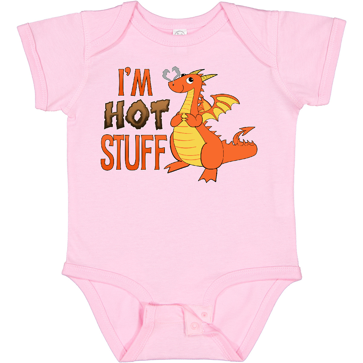 Inktastic I'm Hot Stuff- Cute Dragon Baby Bodysuit Dragons Funny Humor Fire Horn - Picture 7 of 7