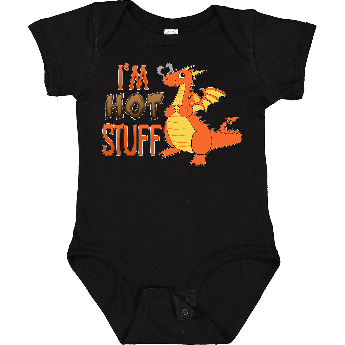 Inktastic I'm Hot Stuff- Cute Dragon Baby Bodysuit Dragons Funny Humor Fire Horn - Picture 2 of 7