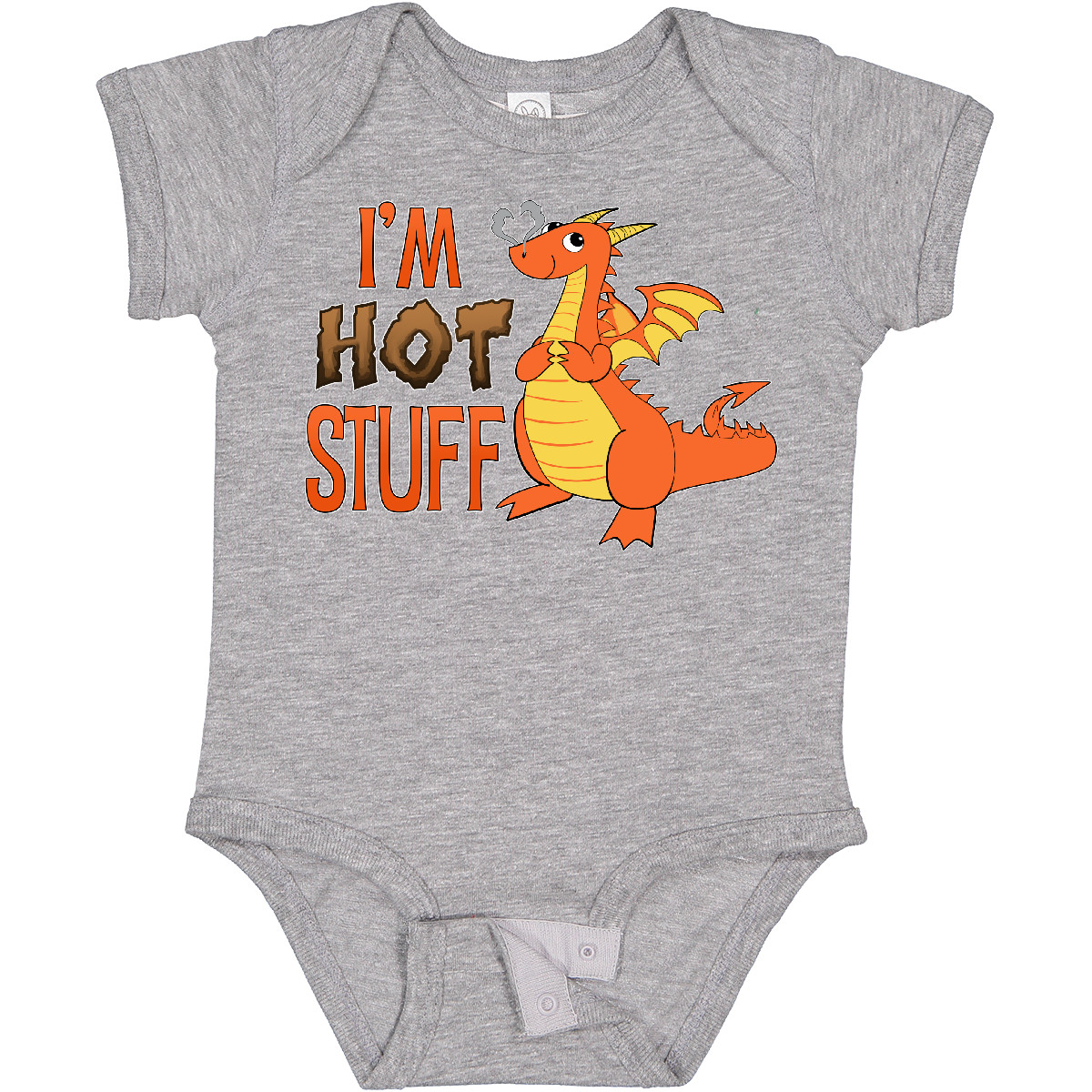 Inktastic I'm Hot Stuff- Cute Dragon Baby Bodysuit Dragons Funny Humor Fire Horn - Picture 4 of 7