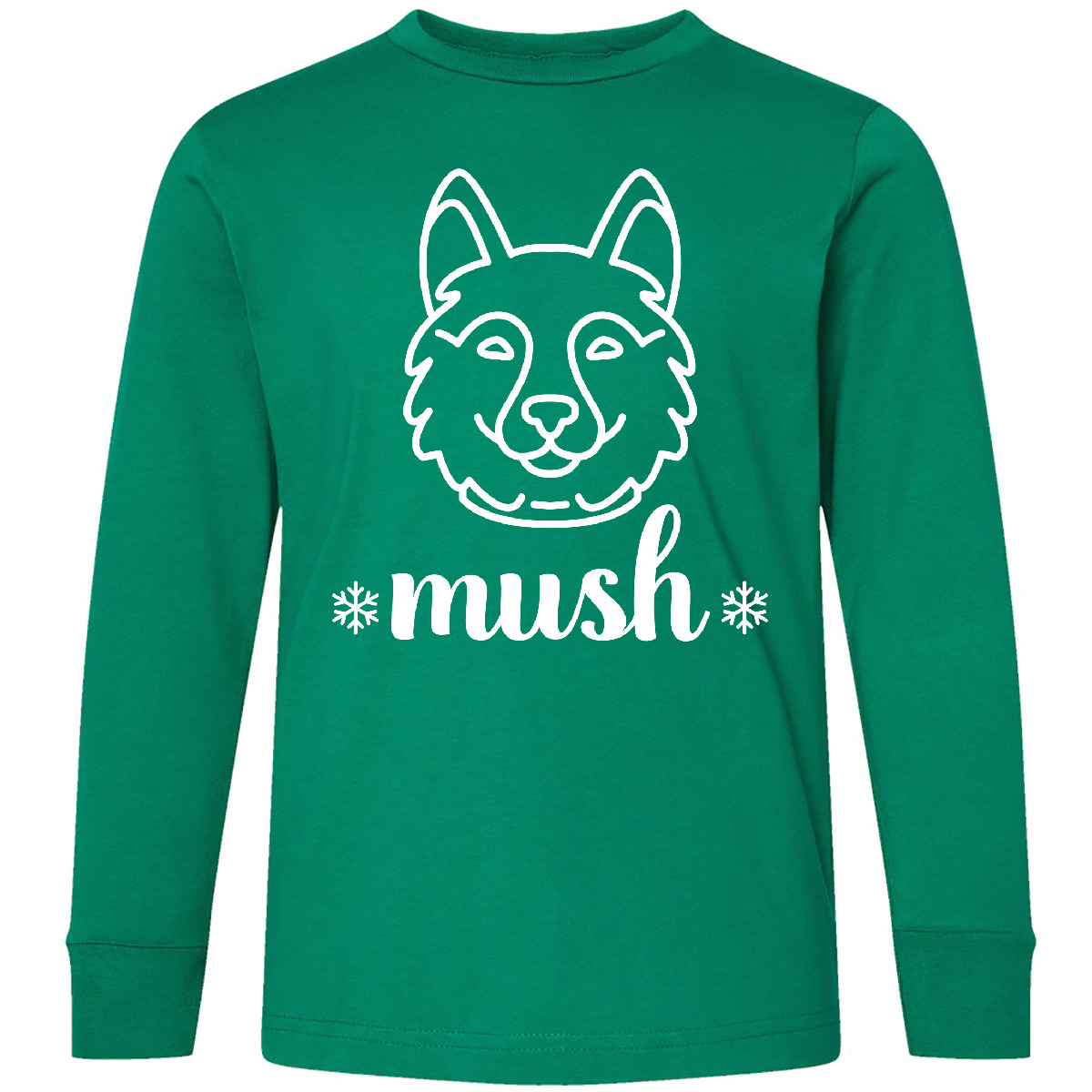 Inktastic Husky Sled Dog Mush Youth Long Sleeve T-Shirt Sledding Dogs Racing Tee - Picture 2 of 3