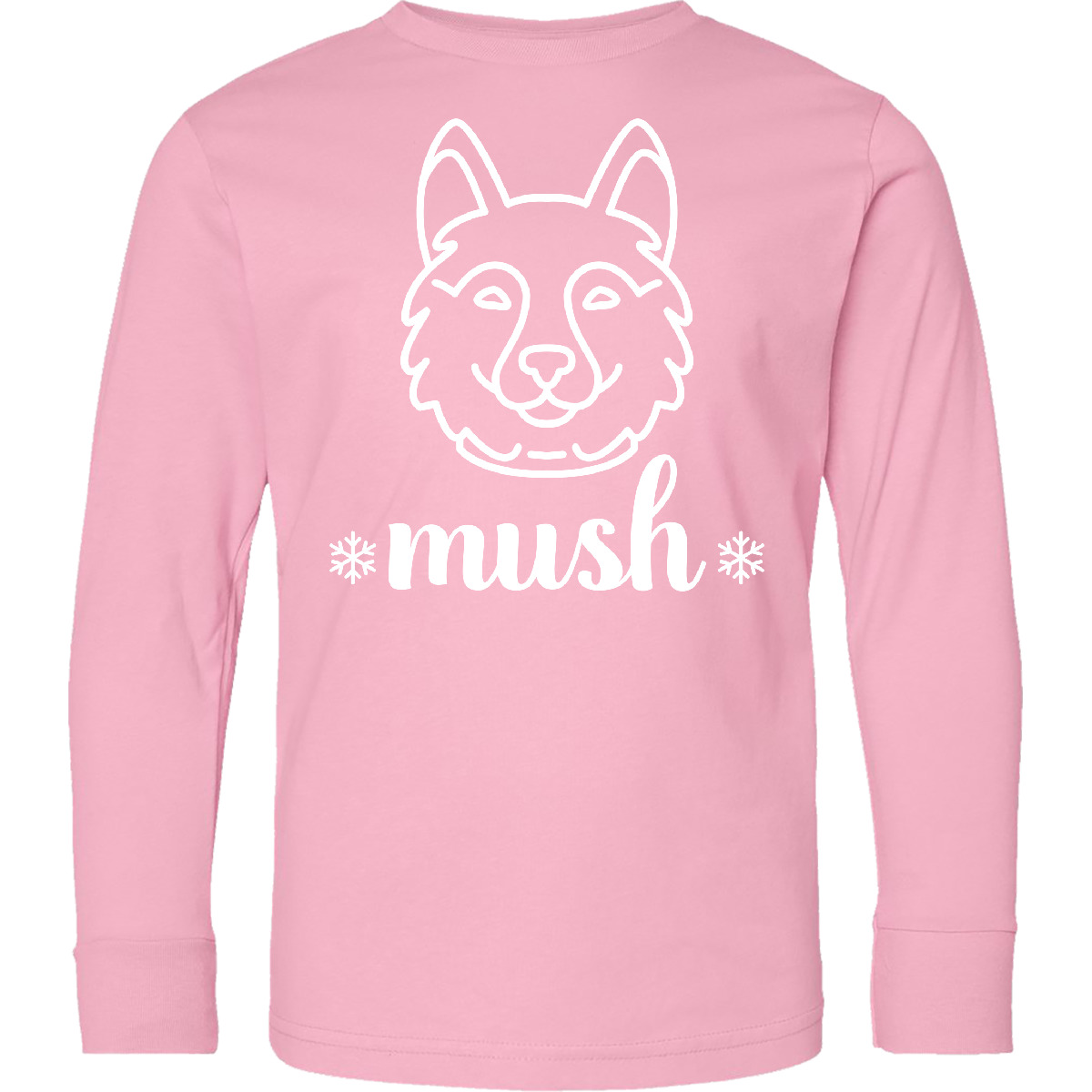 Inktastic Husky Sled Dog Mush Youth Long Sleeve T-Shirt Sledding Dogs Racing Tee - Picture 3 of 3