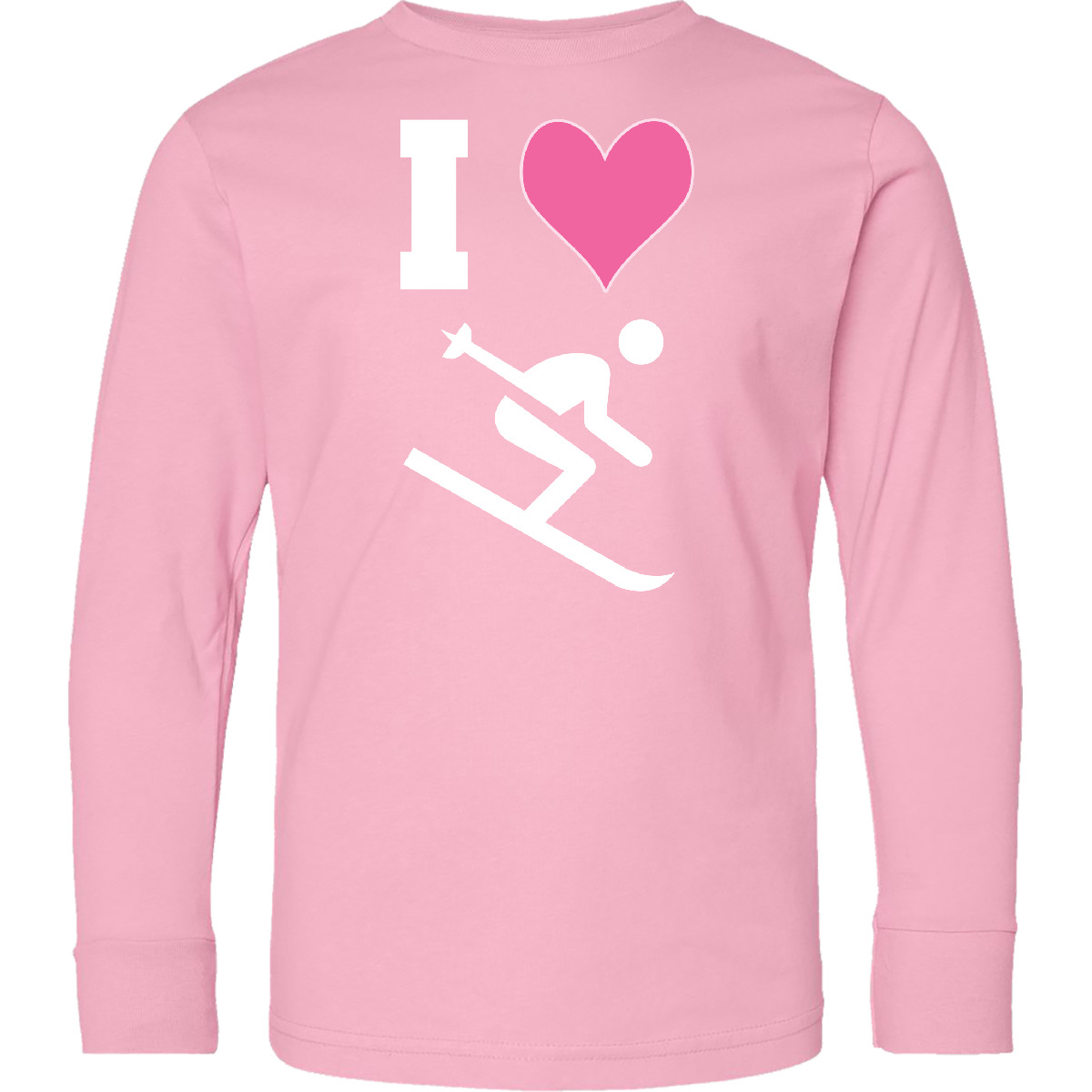 Inktastic I Love Skiing Cute Sports Youth Long Sleeve T-Shirt Ski Winter Alpine - Picture 2 of 3