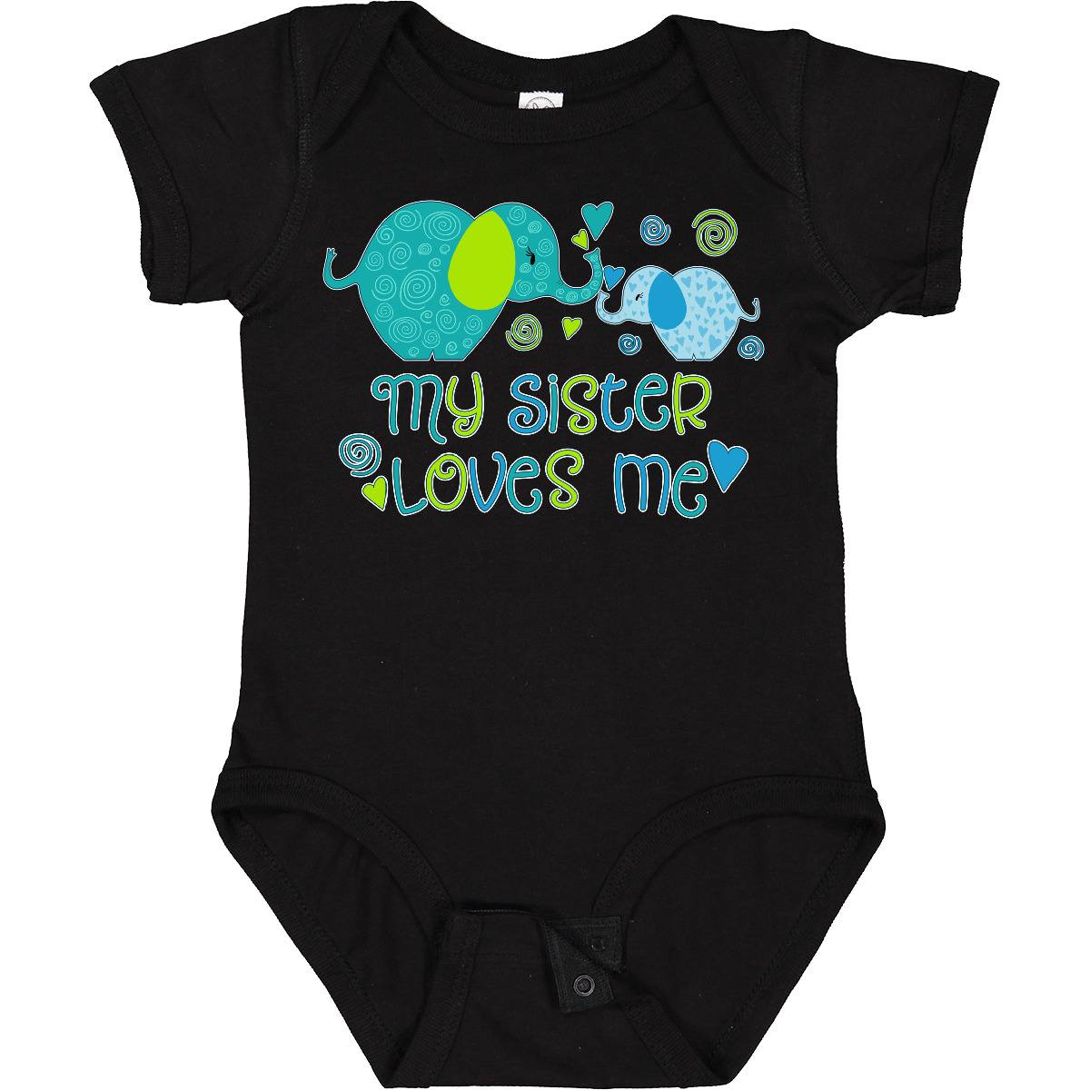 Inktastic My Sister Loves Me- Cute Elephants Baby Bodysuit Family Big Sis  Child | eBay