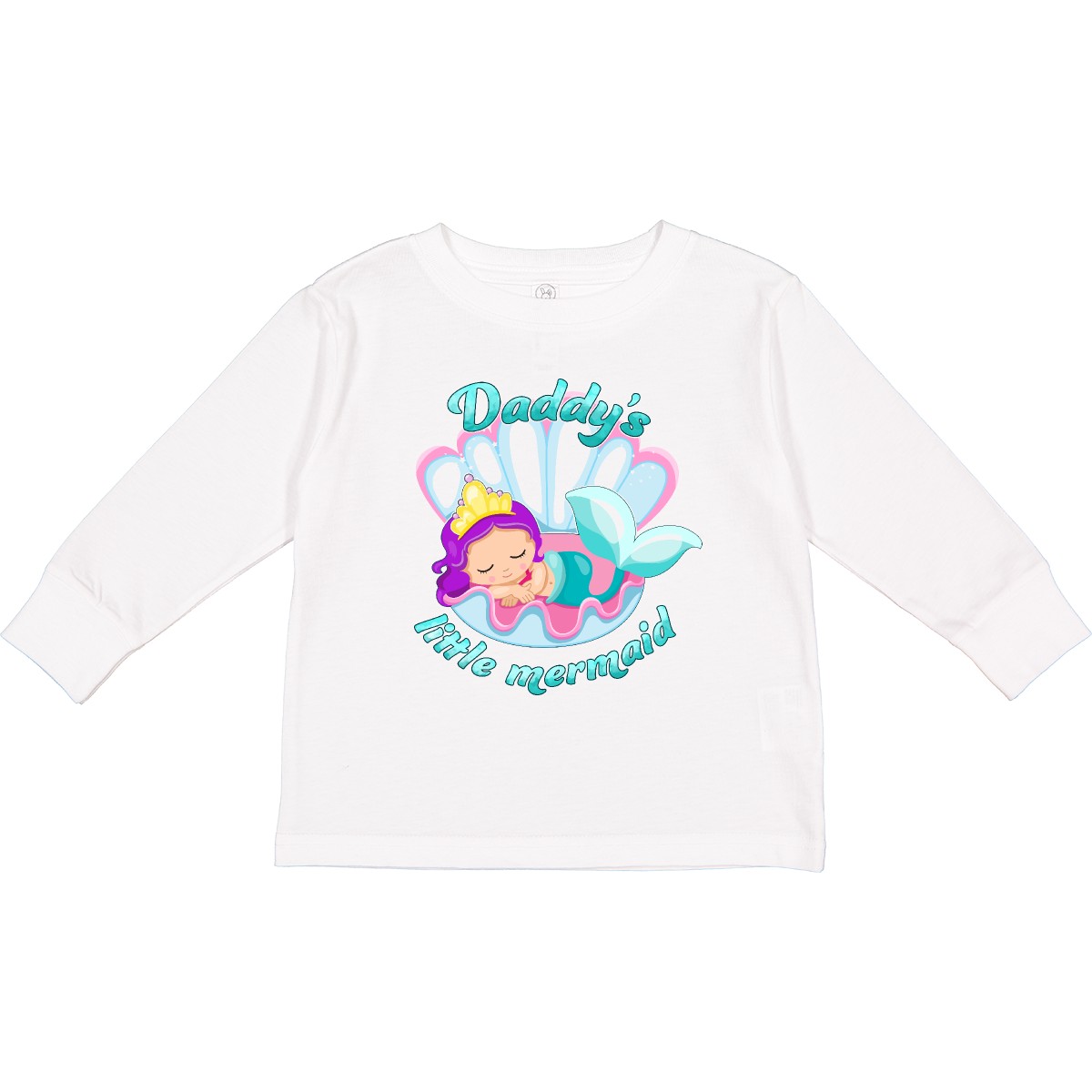 Inktastic Daddy's Little Mermaid Toddler Long Sleeve T-Shirt Mermaids Kids Daddy - Picture 4 of 4