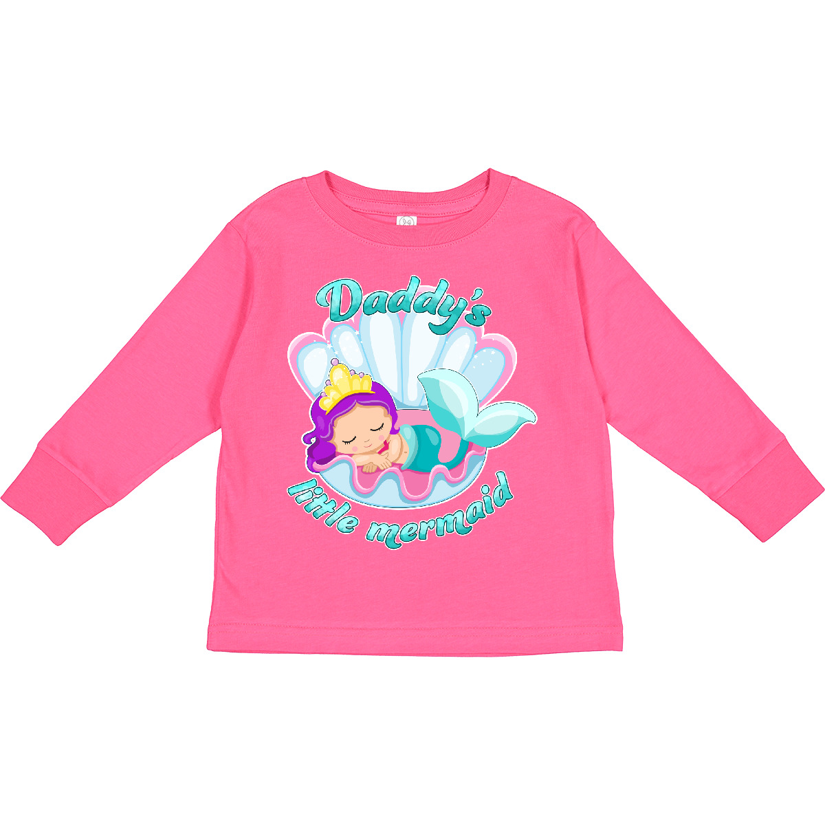 Inktastic Daddy's Little Mermaid Toddler Long Sleeve T-Shirt Mermaids Kids Daddy - Picture 2 of 4