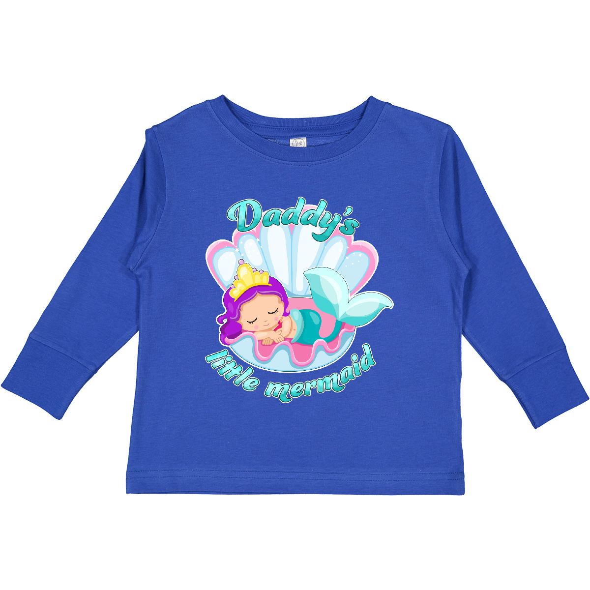 Inktastic Daddy's Little Mermaid Toddler Long Sleeve T-Shirt Mermaids Kids Daddy - Picture 3 of 4