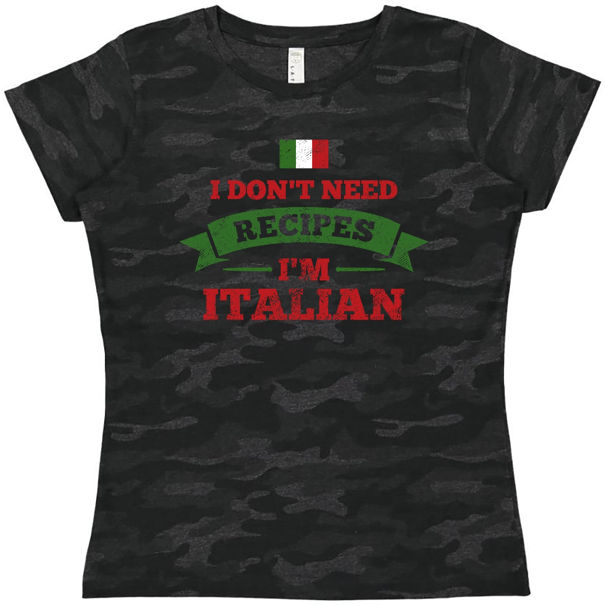 Inktastic No Recipes I'm Italian Women's T-Shirt I Dont Need Flag Cooking Cook