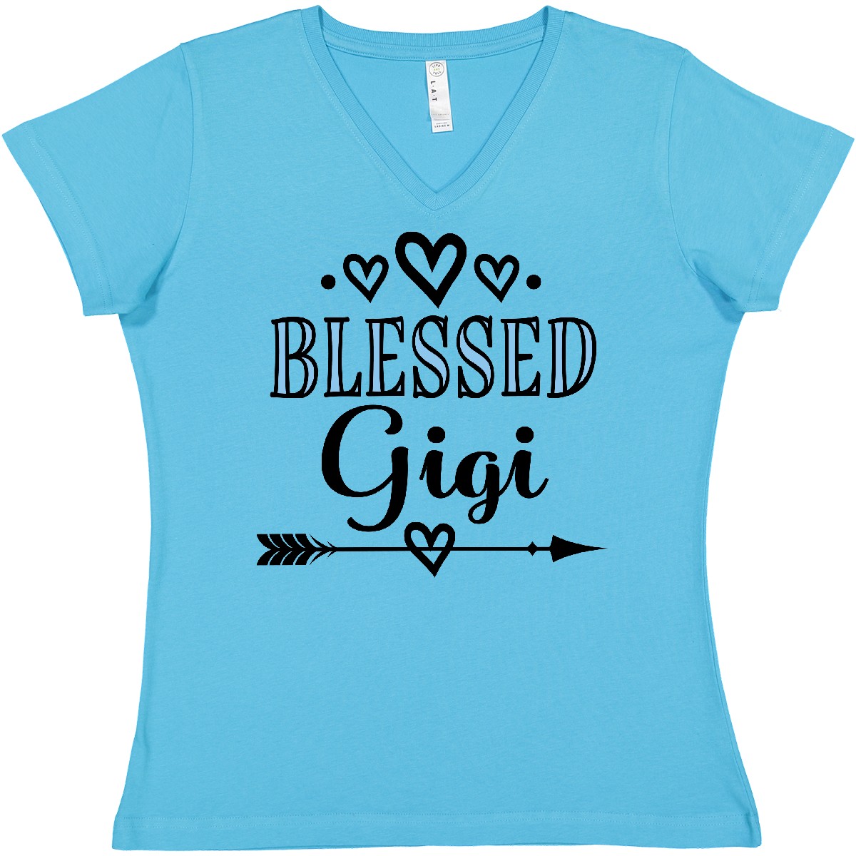 Inktastic Blessed Gigi Grandma Women's V-Neck T-Shirt Clothing For Ladies Tees - Bild 2 von 5