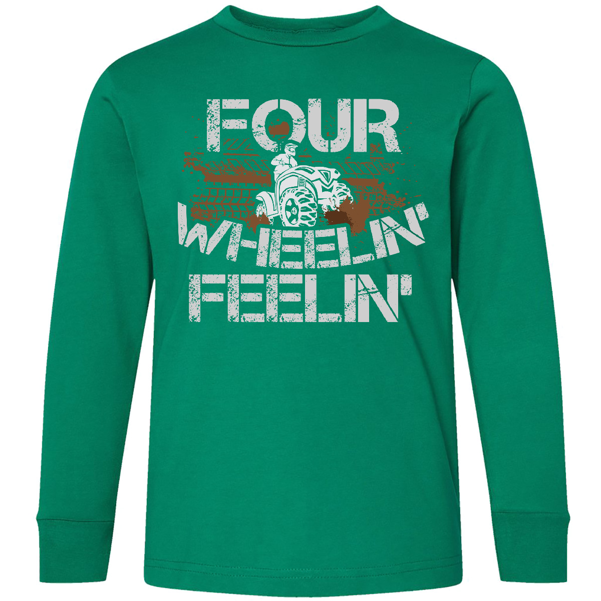 Inktastic Four Wheeling Mudding Activity Youth Long Sleeve T-Shirt Wheeler Off - Picture 2 of 3