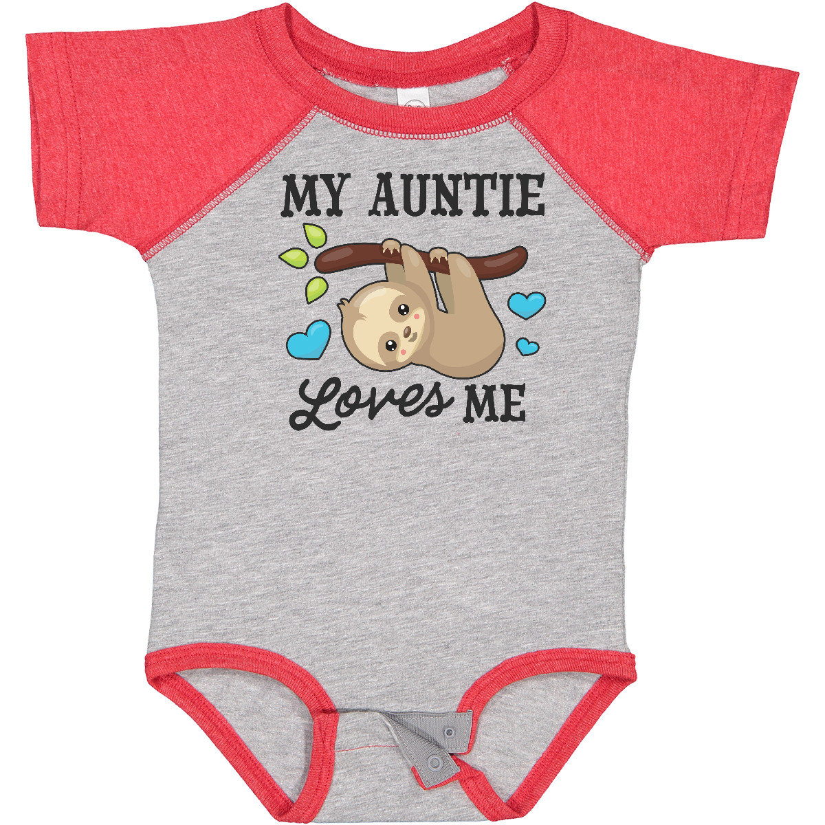 Inktastic My Auntie Loves Me With Sloth And Hearts Baby Bodysuit Animals Kids - Picture 9 of 25