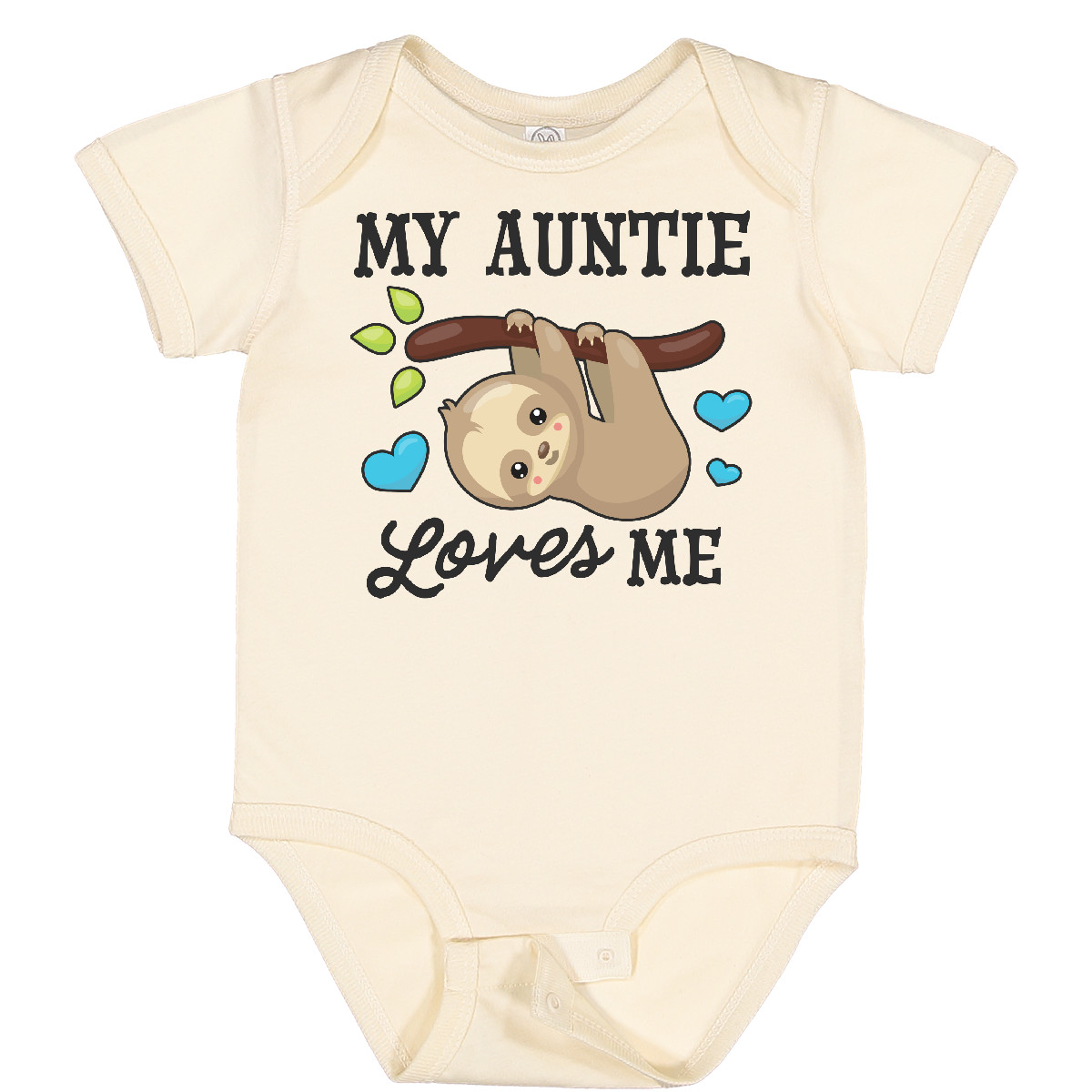 Inktastic My Auntie Loves Me With Sloth And Hearts Baby Bodysuit Animals Kids - Picture 15 of 25