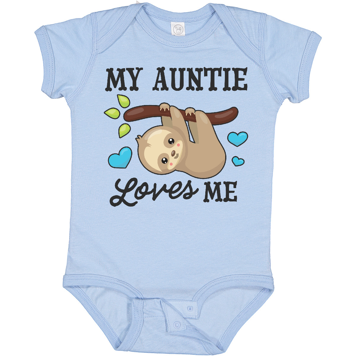 Inktastic My Auntie Loves Me With Sloth And Hearts Baby Bodysuit Animals Kids - Picture 4 of 25