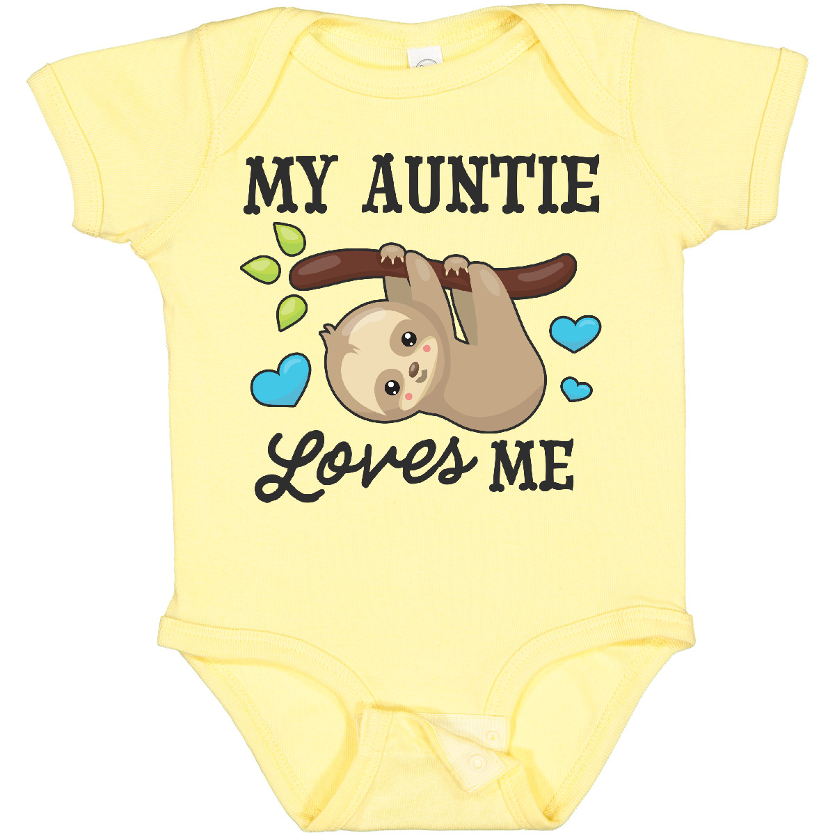 Inktastic My Auntie Loves Me With Sloth And Hearts Baby Bodysuit Animals Kids - Picture 3 of 25