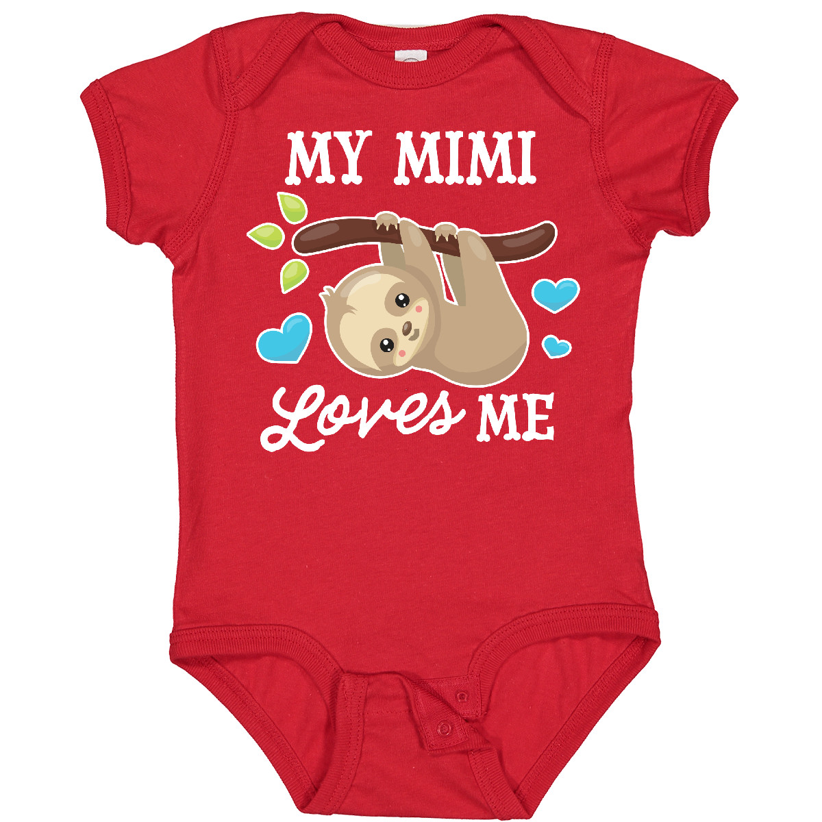 Inktastic My Mimi Loves Me With Sloth And Hearts Baby Bodysuit Animals Kids Love - 第 10/12 張圖片