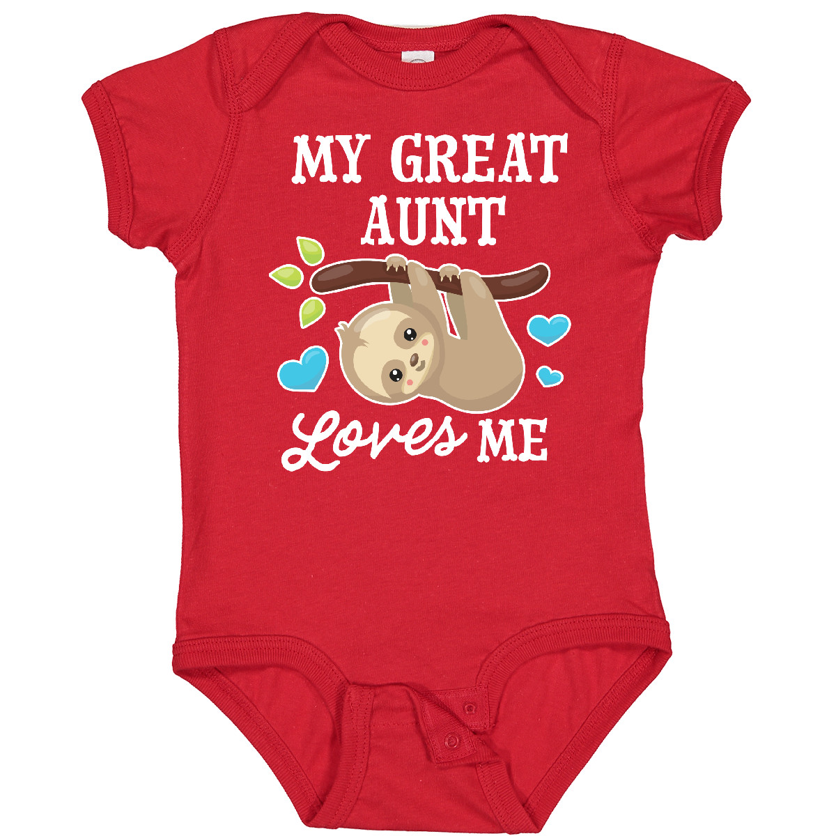 Inktastic My Great Aunt Loves Me With Sloth And Hearts Baby Bodysuit Animals - Picture 8 of 9