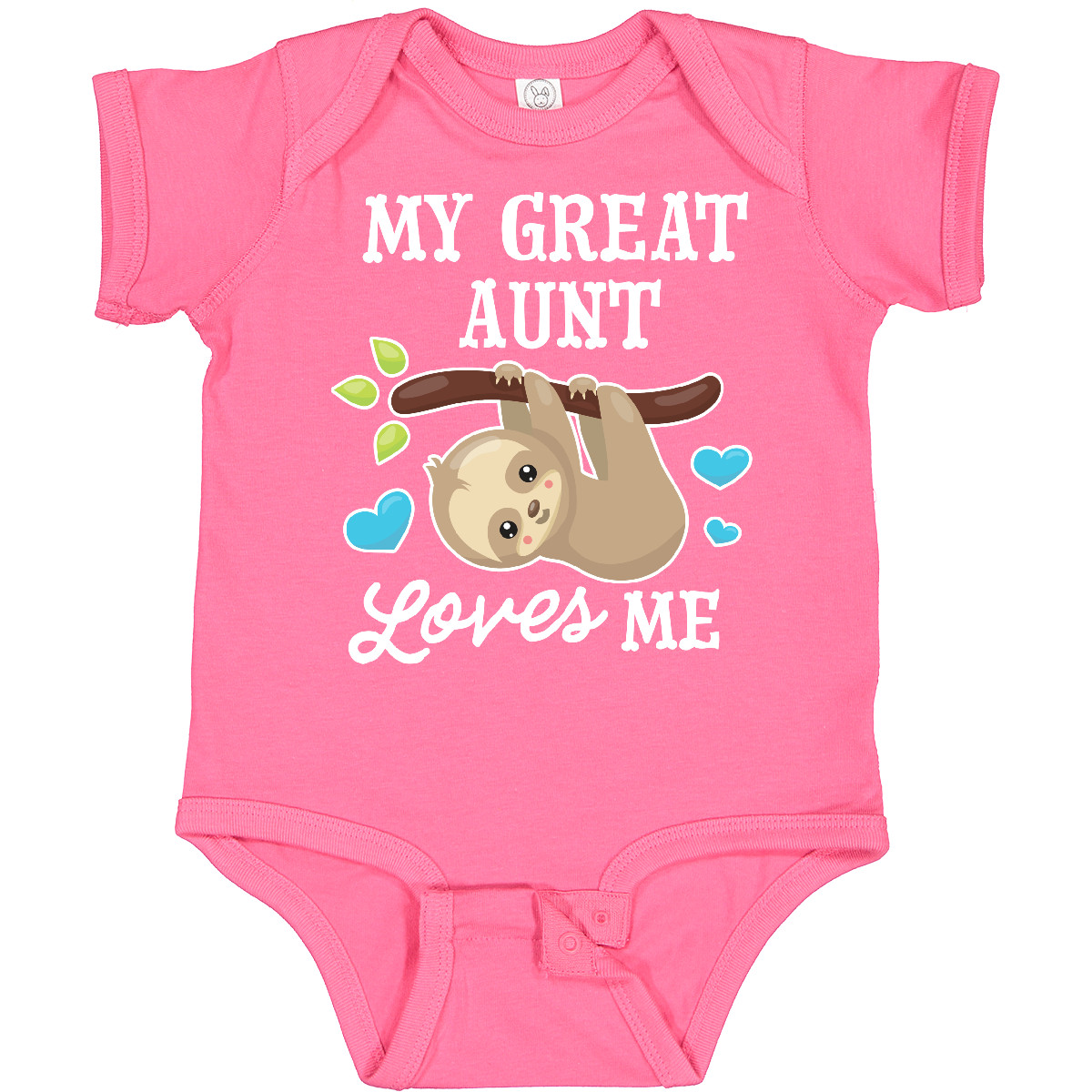 Inktastic My Great Aunt Loves Me With Sloth And Hearts Baby Bodysuit Animals - Picture 4 of 9