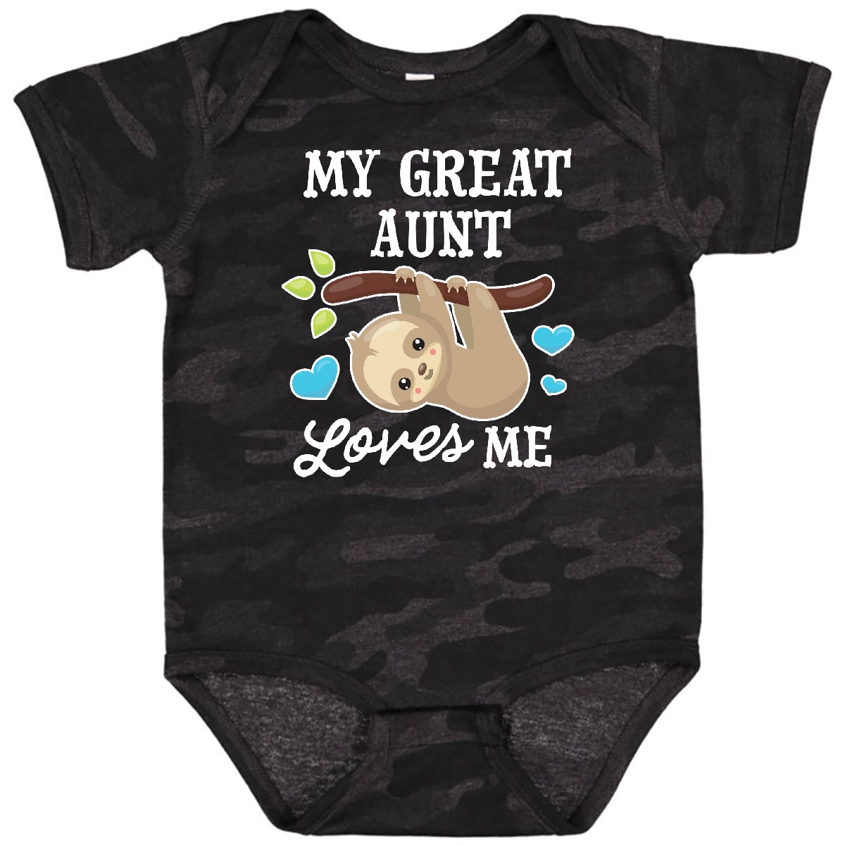 Inktastic My Great Aunt Loves Me With Sloth And Hearts Baby Bodysuit Animals - Picture 9 of 9
