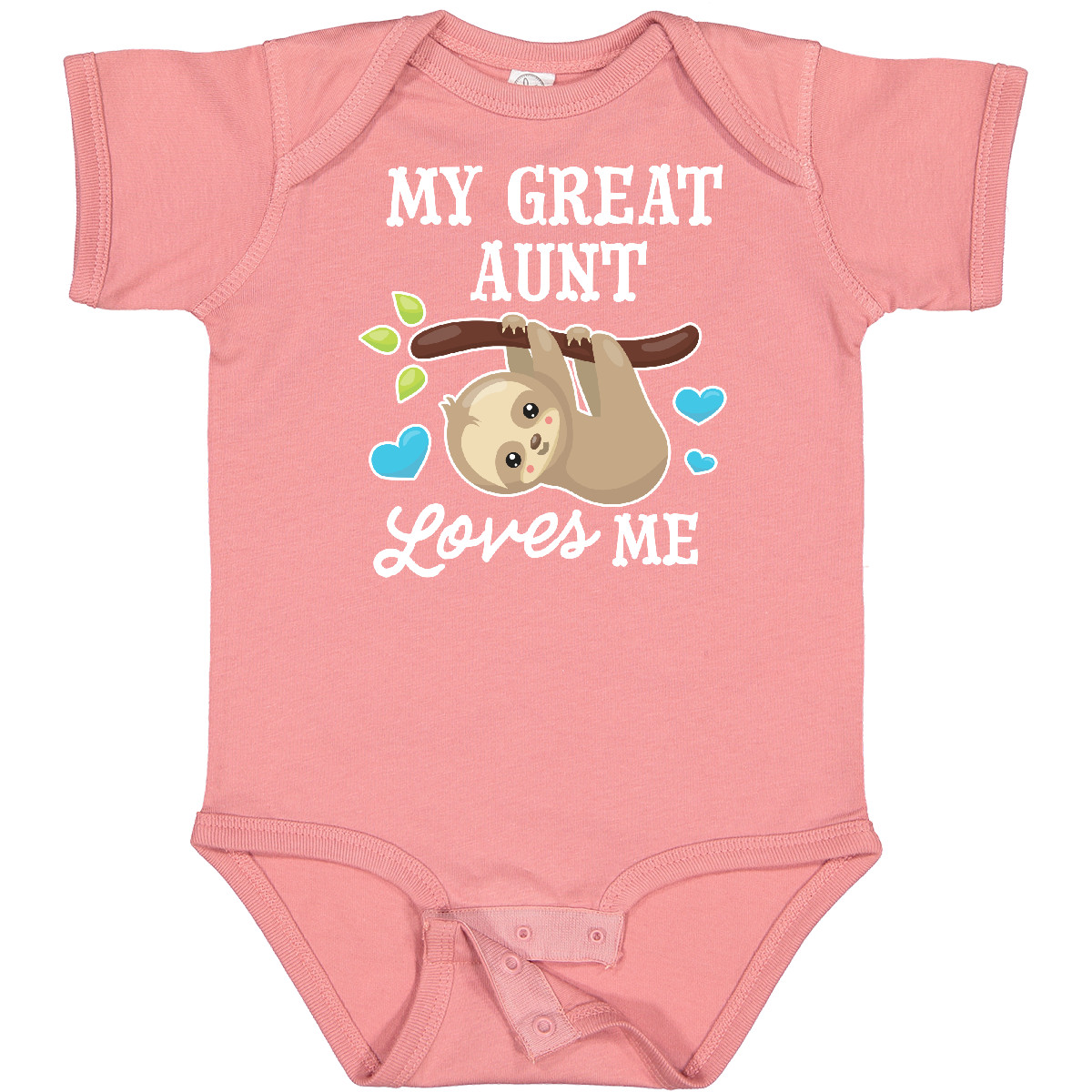 Inktastic My Great Aunt Loves Me With Sloth And Hearts Baby Bodysuit Animals - Picture 6 of 9