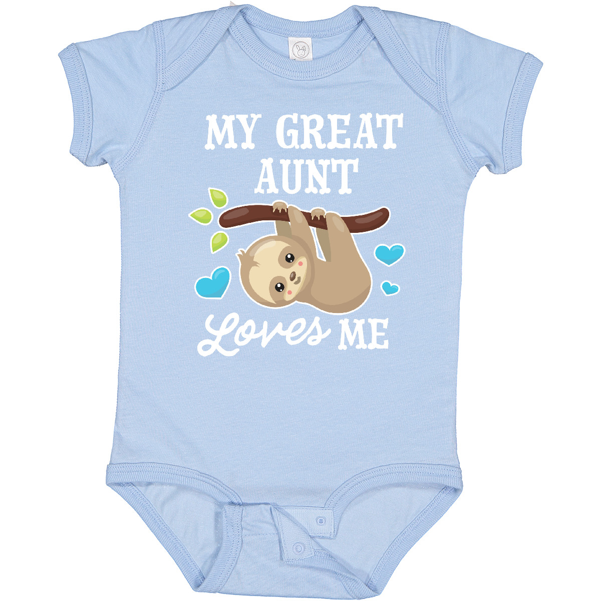 Inktastic My Great Aunt Loves Me With Sloth And Hearts Baby Bodysuit Animals - Picture 3 of 9