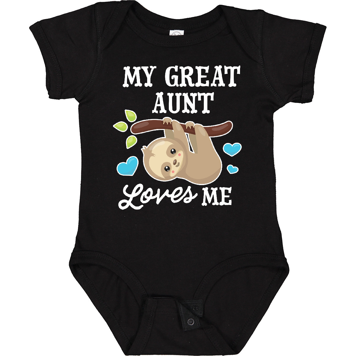 Inktastic My Great Aunt Loves Me With Sloth And Hearts Baby Bodysuit Animals - Picture 2 of 9