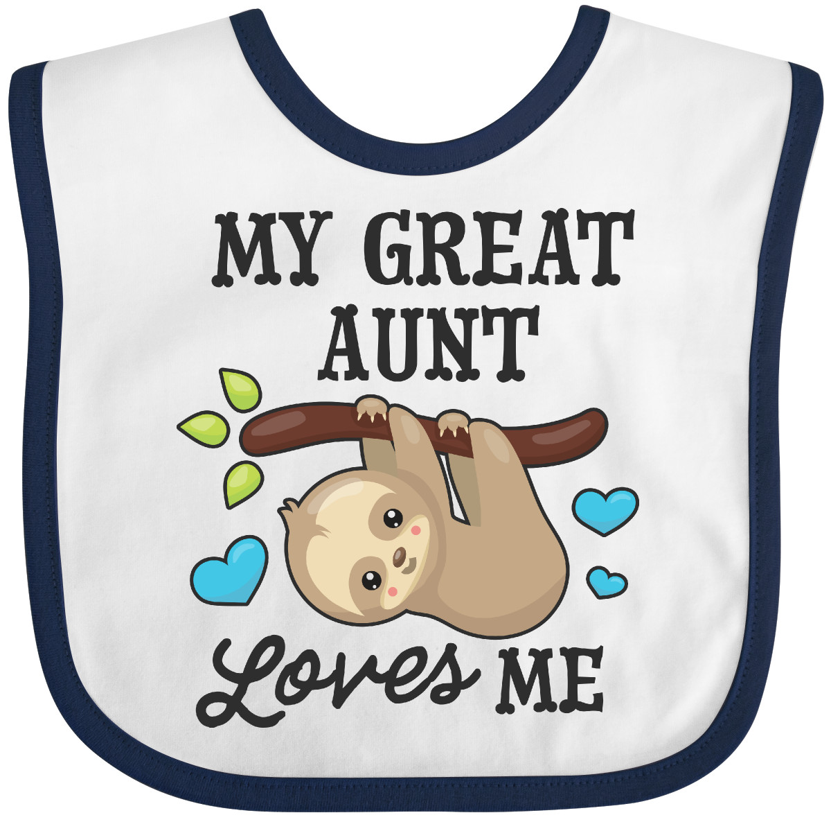 Inktastic My Great Aunt Loves Me With Sloth And Hearts Baby Bib Animals Kids For - Imagen 21 de 25