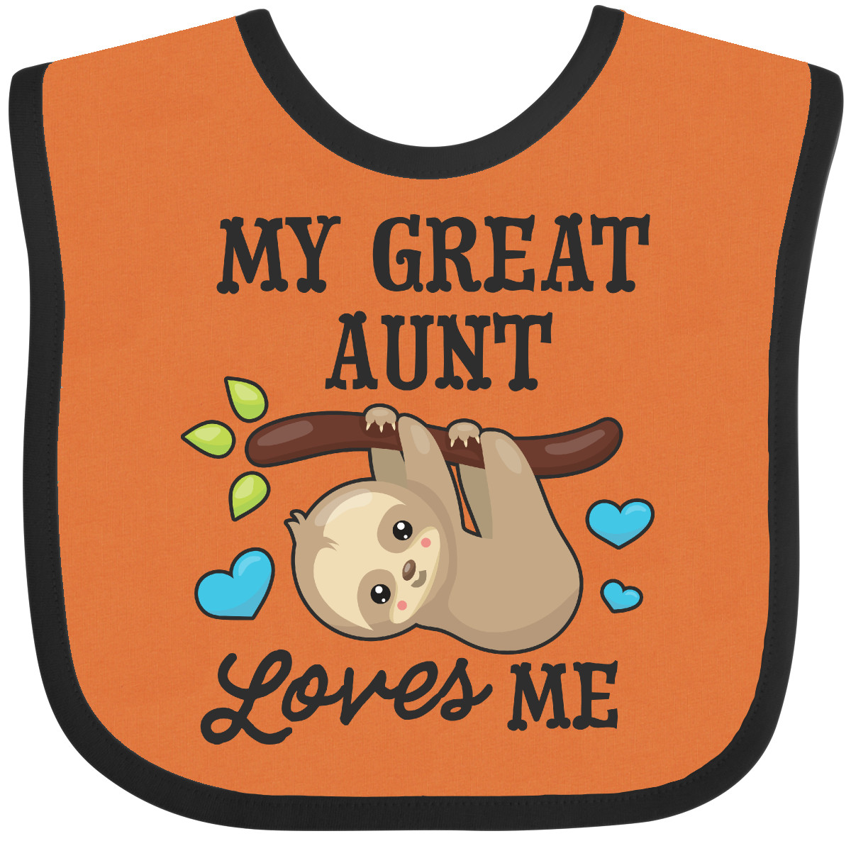 Inktastic My Great Aunt Loves Me With Sloth And Hearts Baby Bib Animals Kids For - Imagen 12 de 25