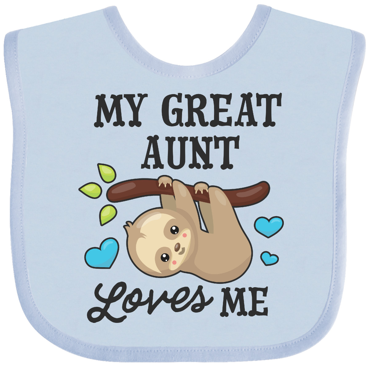 Inktastic My Great Aunt Loves Me With Sloth And Hearts Baby Bib Animals Kids For - Imagen 10 de 25