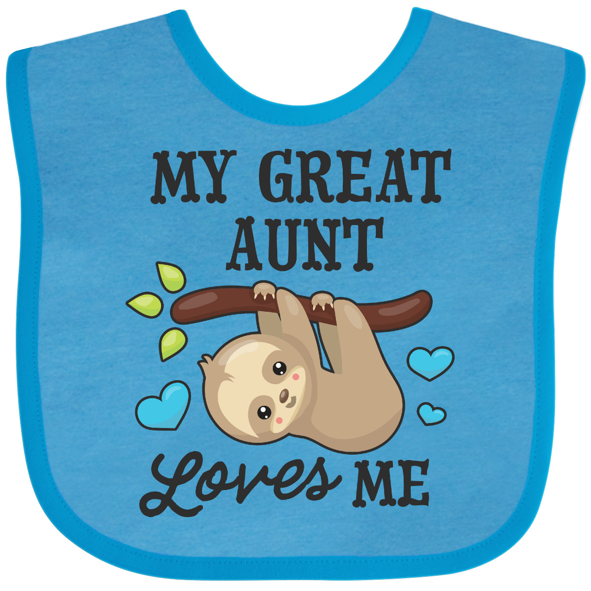 Inktastic My Great Aunt Loves Me With Sloth And Hearts Baby Bib Animals Kids For - Imagen 17 de 25
