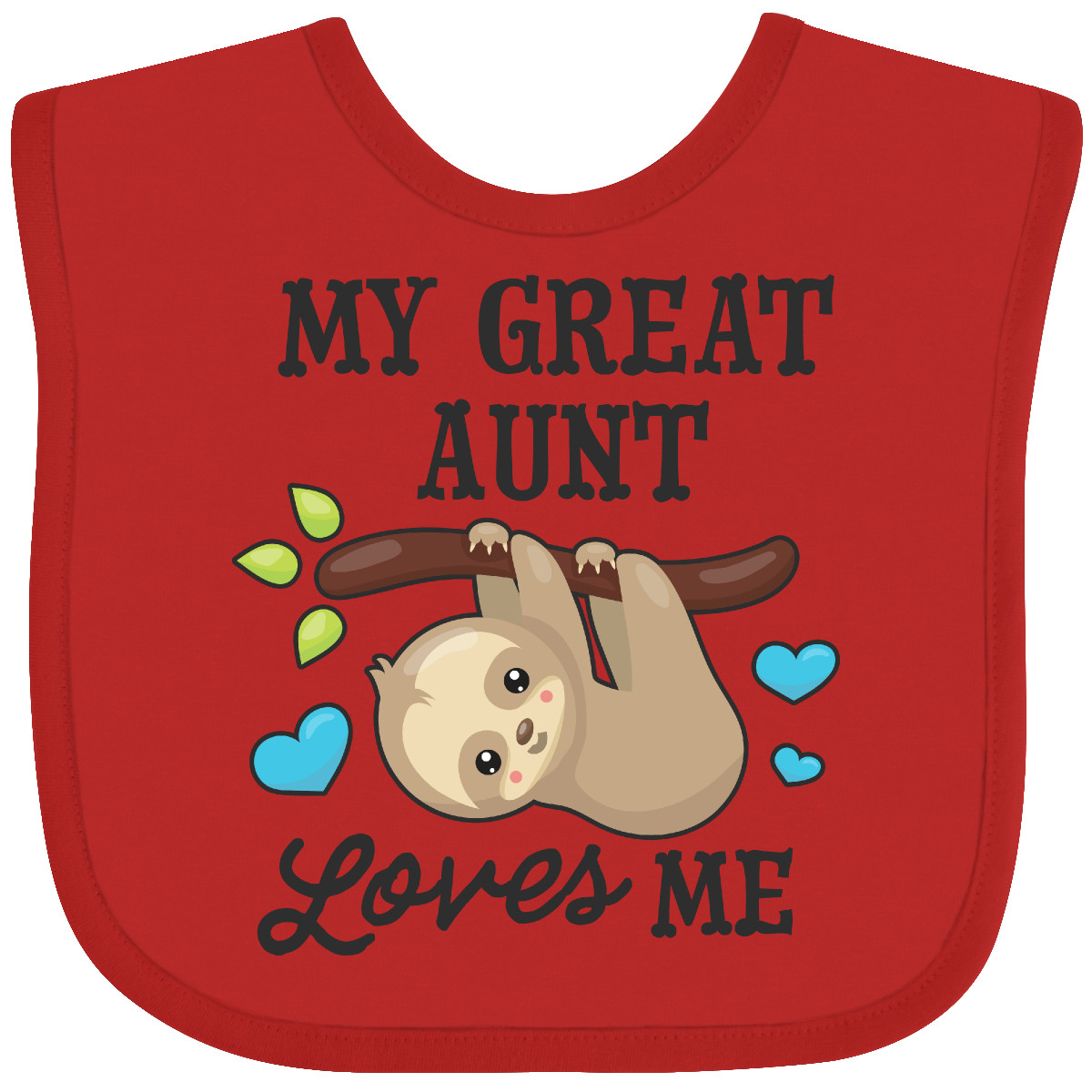 Inktastic My Great Aunt Loves Me With Sloth And Hearts Baby Bib Animals Kids For - Imagen 16 de 25