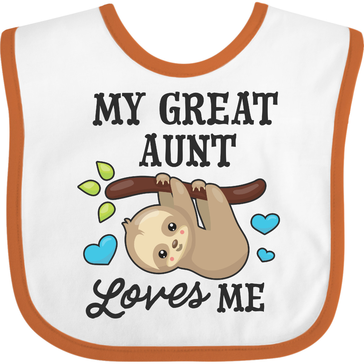Inktastic My Great Aunt Loves Me With Sloth And Hearts Baby Bib Animals Kids For - Imagen 22 de 25
