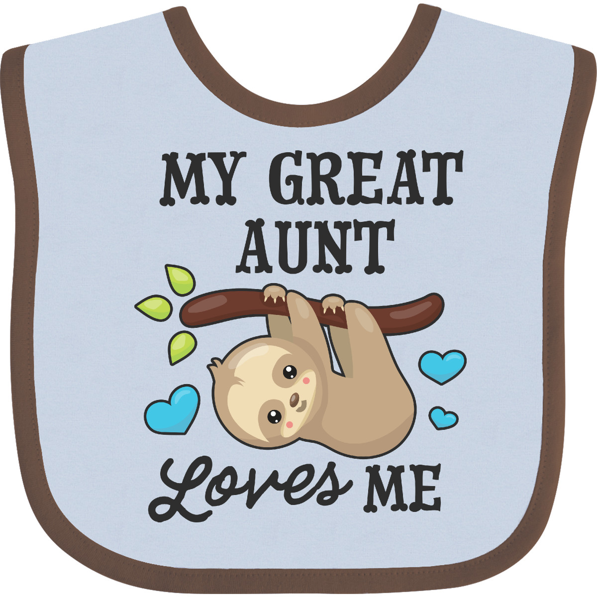 Inktastic My Great Aunt Loves Me With Sloth And Hearts Baby Bib Animals Kids For - Imagen 4 de 25