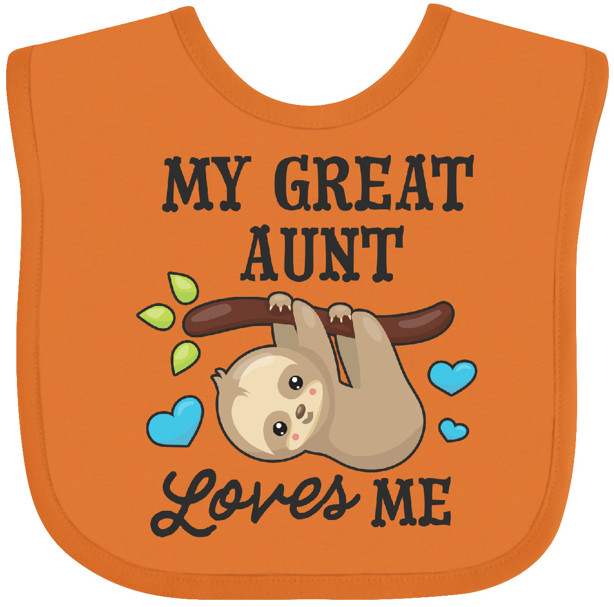 Inktastic My Great Aunt Loves Me With Sloth And Hearts Baby Bib Animals Kids For - Imagen 11 de 25
