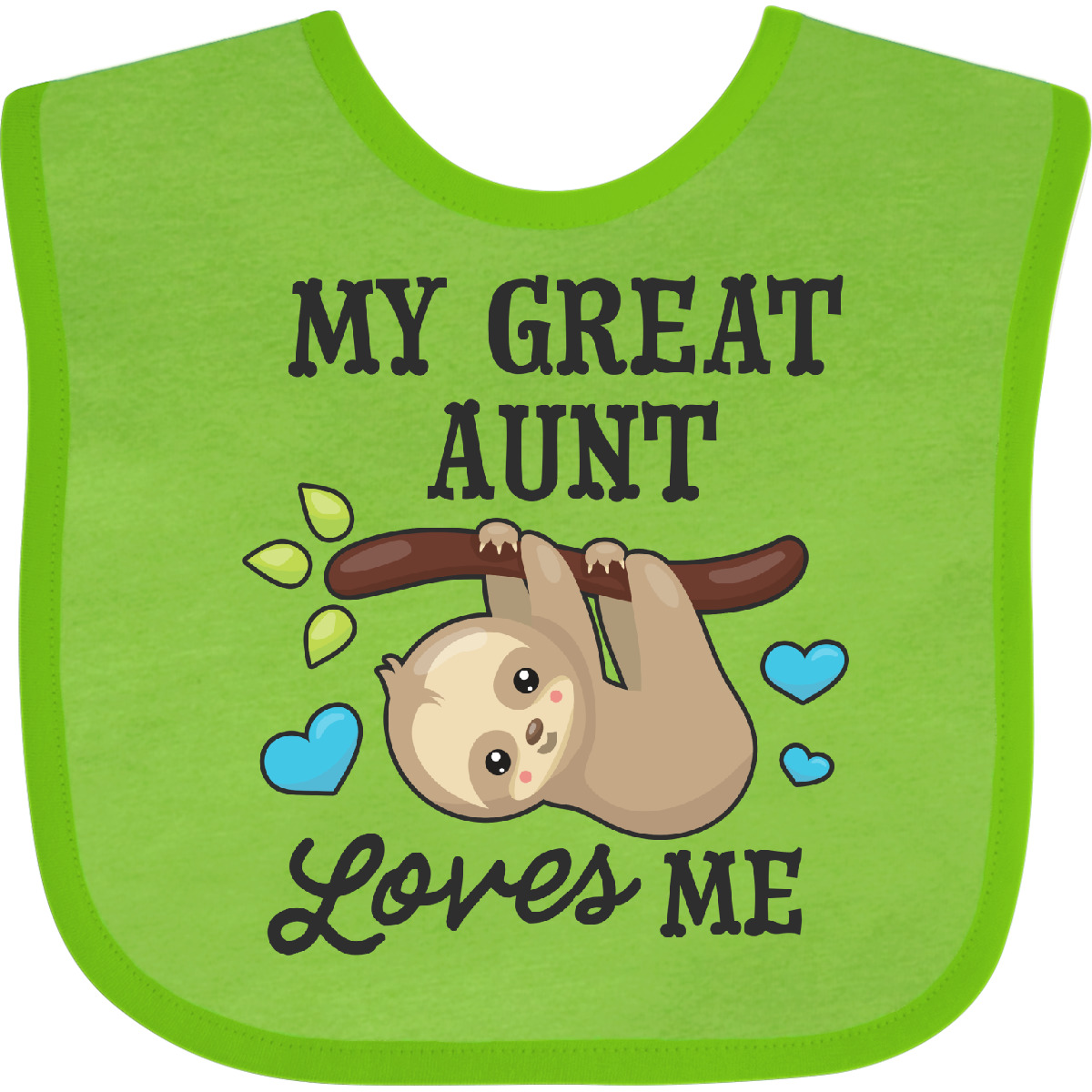 Inktastic My Great Aunt Loves Me With Sloth And Hearts Baby Bib Animals Kids For - Imagen 2 de 25