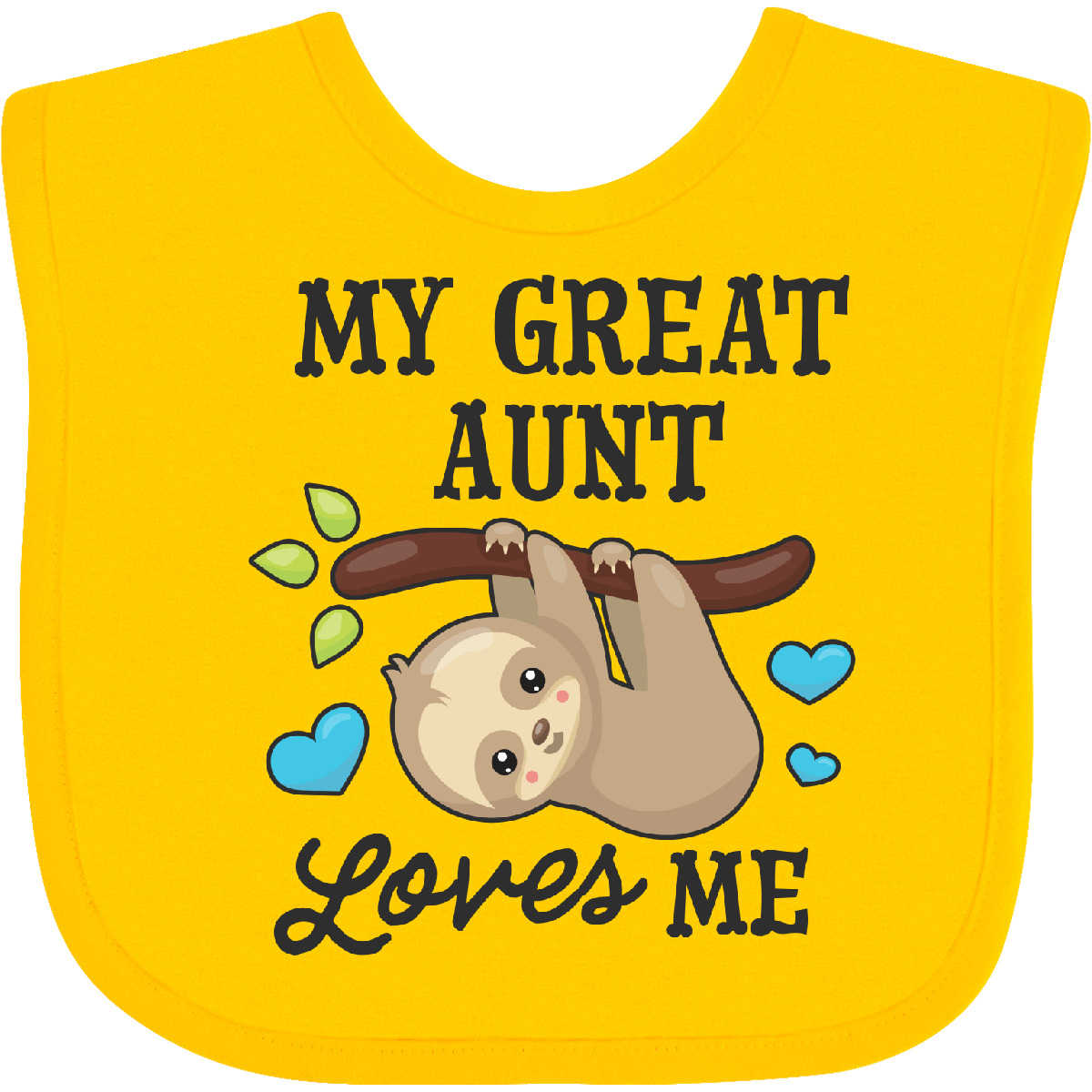 Inktastic My Great Aunt Loves Me With Sloth And Hearts Baby Bib Animals Kids For - Imagen 25 de 25