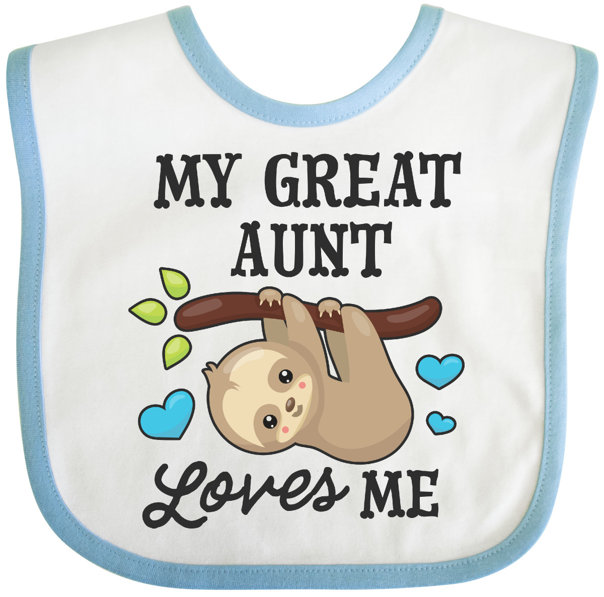 Inktastic My Great Aunt Loves Me With Sloth And Hearts Baby Bib Animals Kids For - Imagen 19 de 25