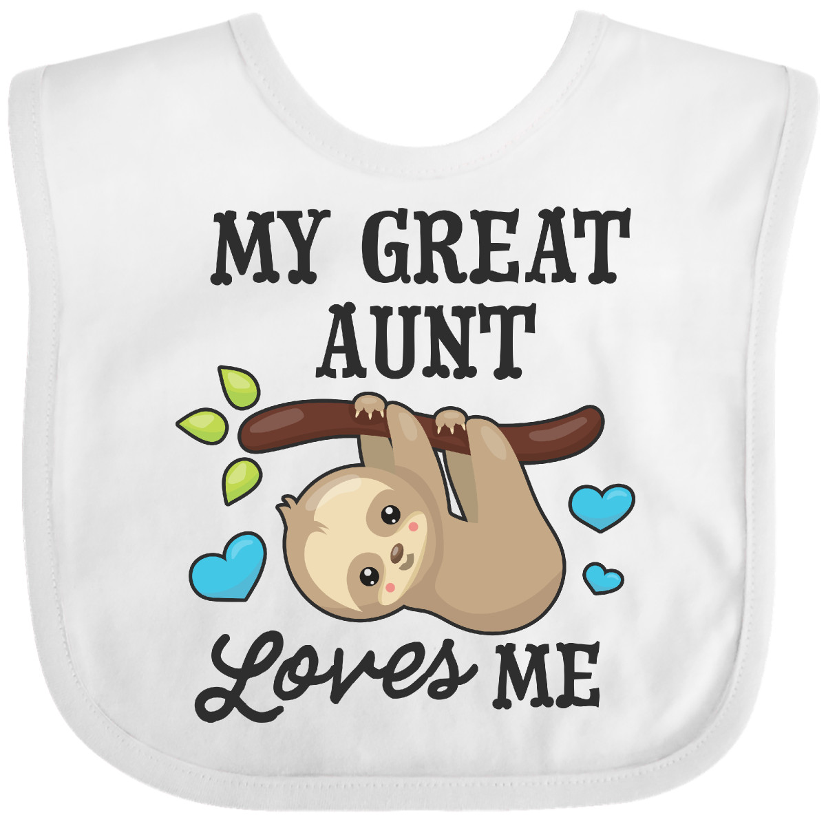 Inktastic My Great Aunt Loves Me With Sloth And Hearts Baby Bib Animals Kids For - Imagen 18 de 25