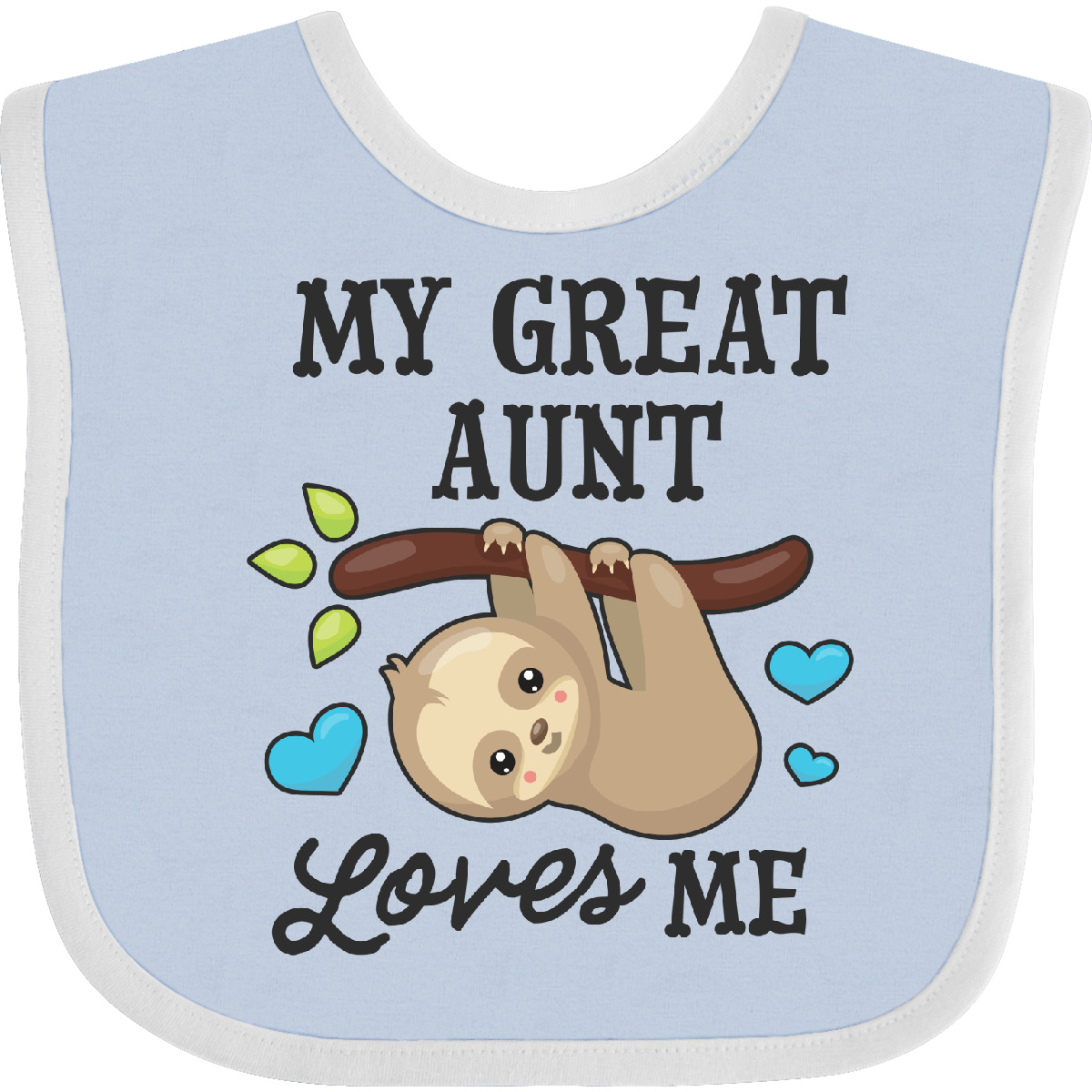 Inktastic My Great Aunt Loves Me With Sloth And Hearts Baby Bib Animals Kids For - Imagen 6 de 25