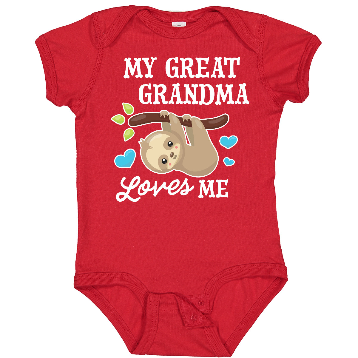 Inktastic My Great Grandma Loves Me With Sloth And Hearts Baby Bodysuit Animals - Picture 9 of 10